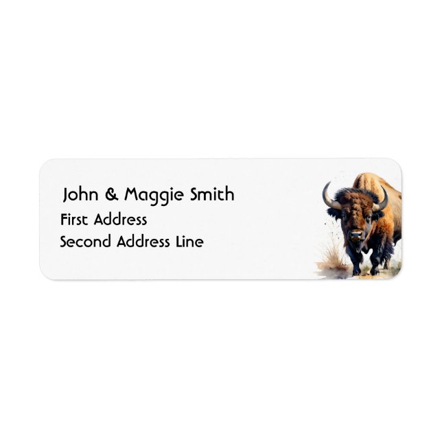 Étiquette Aquarelle Bison Buffle Art animal sauvage (Devant)