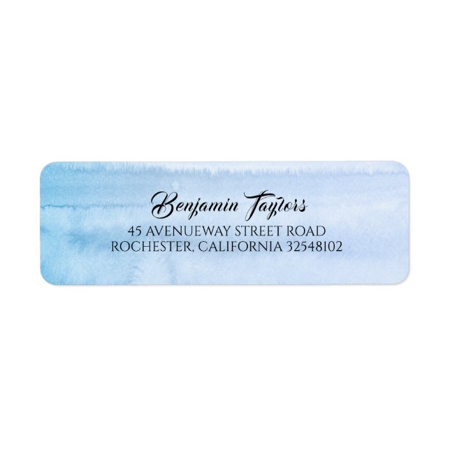 Étiquette Aquarelle bleu foncé Laver Élégant moderne (Devant)