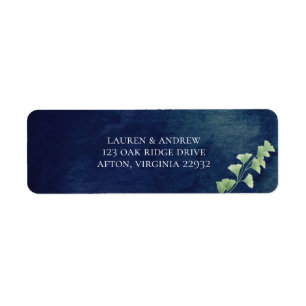 Étiquette Aquarelle bleu foncé vert retour Adresse Label