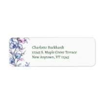 Aquarelle bleu Lavande Vigne florale