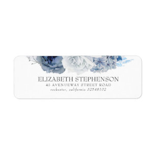 Étiquette Aquarelle bleue Fleurs élégantes