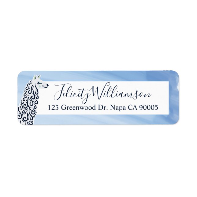 Étiquette Aquarelle bleue moderne et chic & illumination de  (Devant)