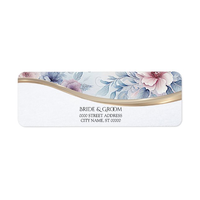 Étiquette Aquarelle Blue Rose Floral Adresse de retour Label (Devant)