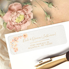 Étiquette Aquarelle Blush & Blooms Floral & Gold Return