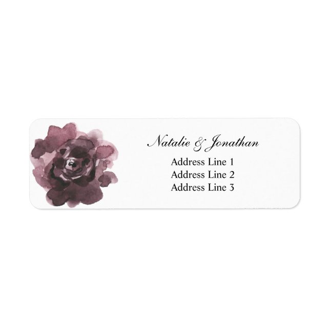 Étiquette aquarelle bordeaux rose mariage à fleurs élégant (Devant)