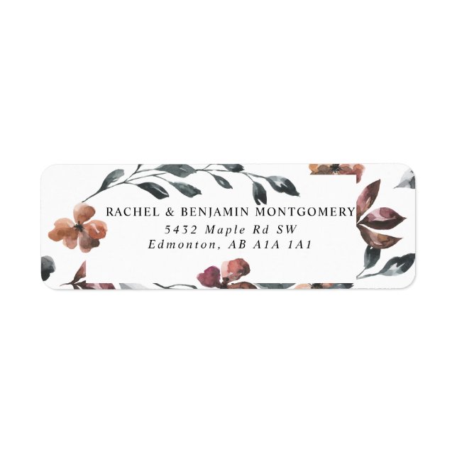 Étiquette Aquarelle Botanique Chic mariage Fleurs (Devant)