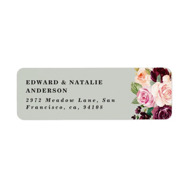 Étiquette aquarelle botanique fleurie et feuillage (Devant)