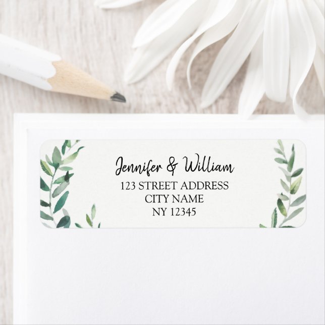 Étiquette Aquarelle botanique olive feuille mariage rustique (En situation)