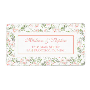 Étiquette Aquarelle botanique verte et rose - Mariage