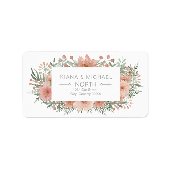 Étiquette Aquarelle Bouquet Mariage Blush ID654 (Devant)