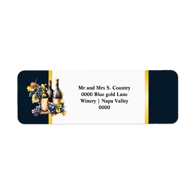 Étiquette Aquarelle bouteilles de vin raisins chic vignoble  (Devant)