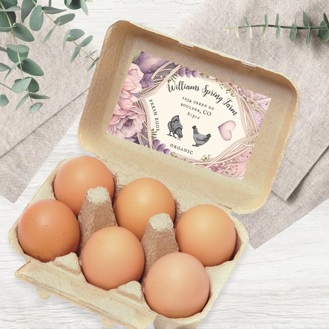Étiquette Aquarelle Carton d'Oeuf Floral Rustique (Créateur téléchargé)