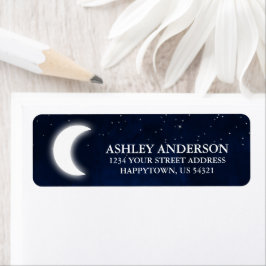 Étiquette Aquarelle céleste bleu ciel étoile Lune