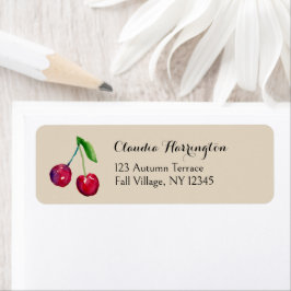 Étiquette Aquarelle Cerises Peint à la main Adresse naturell