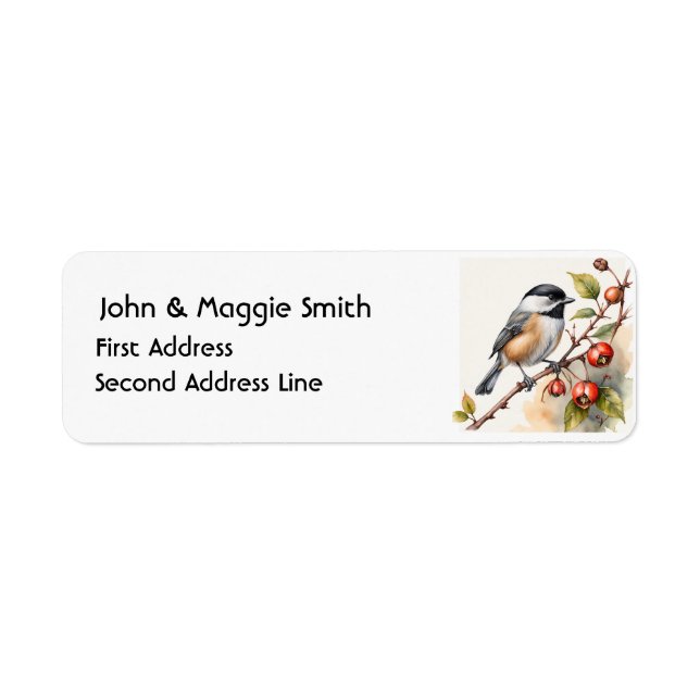 Étiquette Aquarelle Chickadee Oiseau Nature Art animal (Devant)
