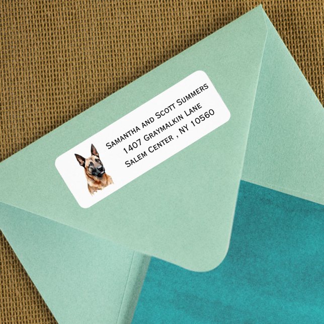 Étiquette Aquarelle Chien Malinois belge (Créateur téléchargé)