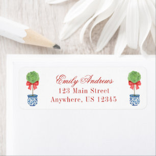 Étiquette Aquarelle Chinoiserie Bow rouge Topio