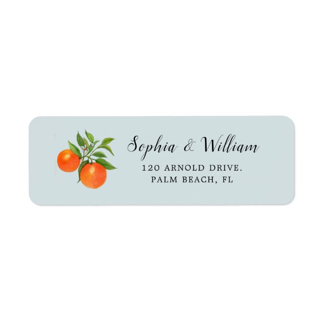 Étiquette Aquarelle Citrus Orange fruit adresse de retour (Devant)