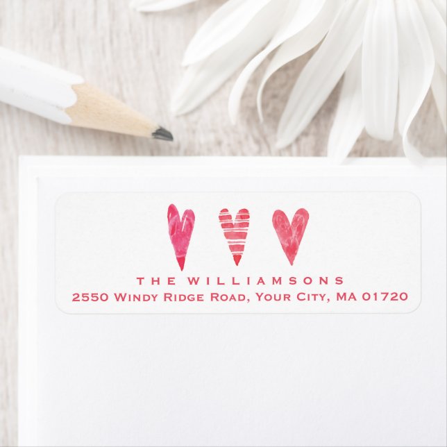 Étiquette Aquarelle Coeurs Mariage & Valentine Personnalisé (En situation)