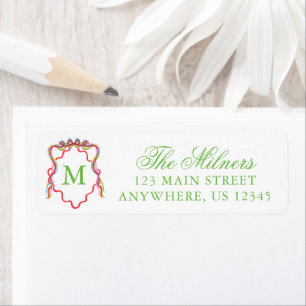Étiquette Aquarelle Confetti Noël Monogram Crest