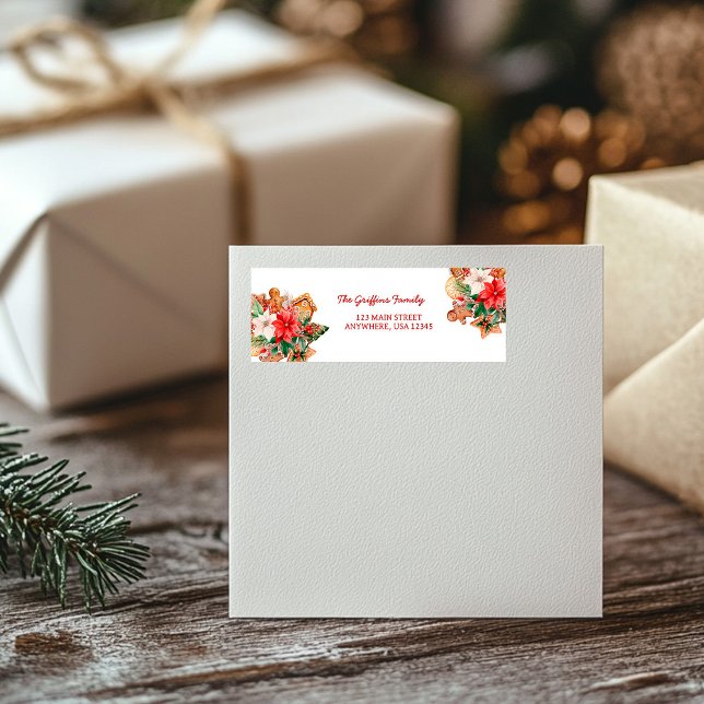 Étiquette Aquarelle Cookie de Noël Adresse de retour Label (Créateur téléchargé)