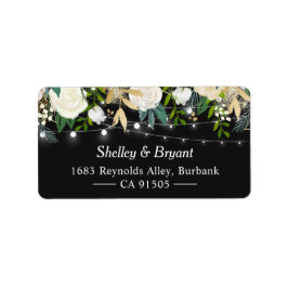 Étiquette Aquarelle Crème Or Blanc Floral Lumières