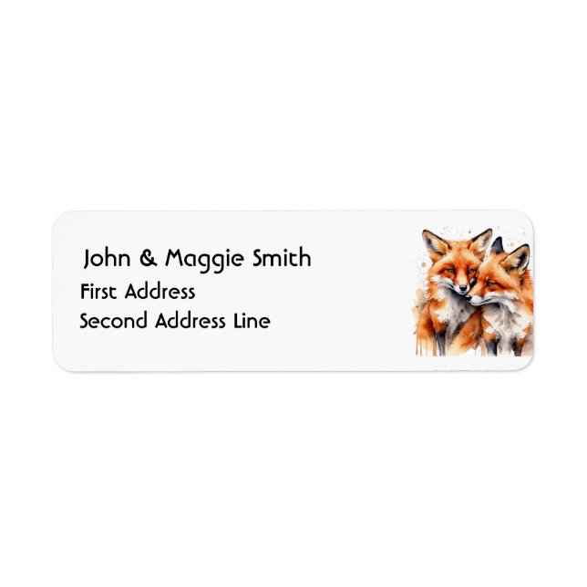 Étiquette Aquarelle Cute Cuddin Fox Foxes Animal Art (Devant)