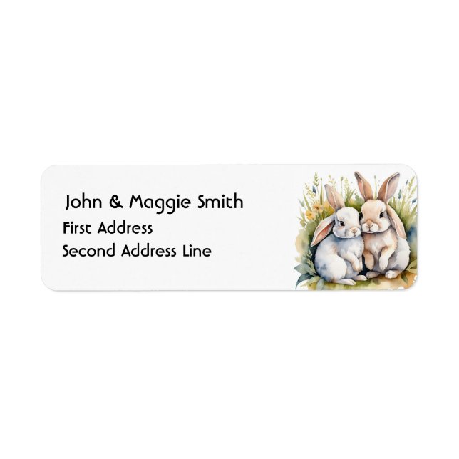 Étiquette Aquarelle Cute Lapin Lapin Art animal de ferme (Devant)