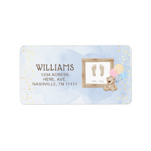Étiquette Aquarelle Cute pieds Merci Baby shower bleu