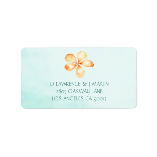 Étiquette Aquarelle de l'île de Plumeria jaune (Devant)