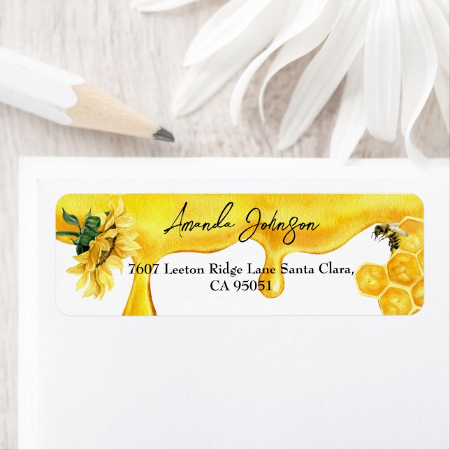 Étiquette Aquarelle de miel jaune Baby shower d'abeille de t (En situation)