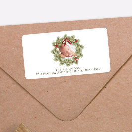 Étiquette Aquarelle de Noël Verdure Foliage de couronne