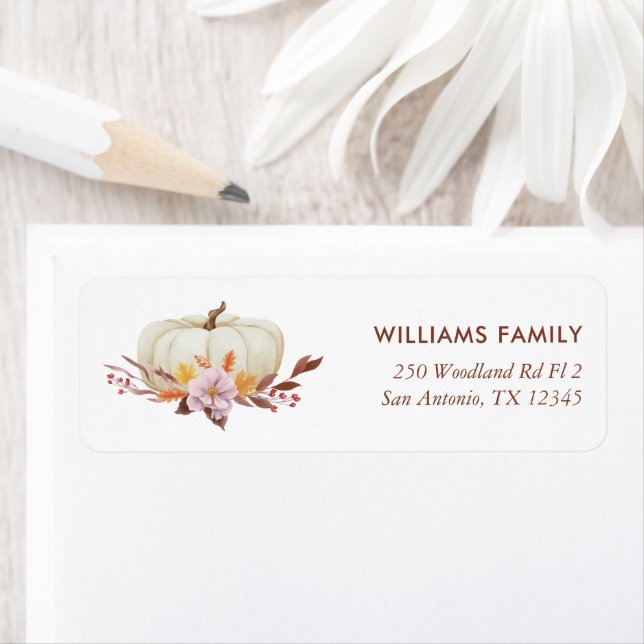 Étiquette Aquarelle délicate Citrouille d'automne (En situation)