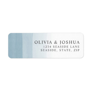 Étiquette Aquarelle Dusty Blue Ombre Mariage Adresse de reto