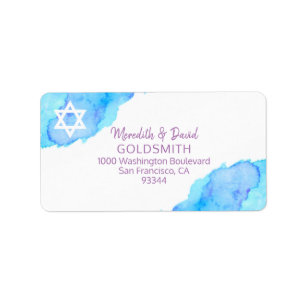 Étiquette Aquarelle étoile de David Bat mitzvah Retour RSVP