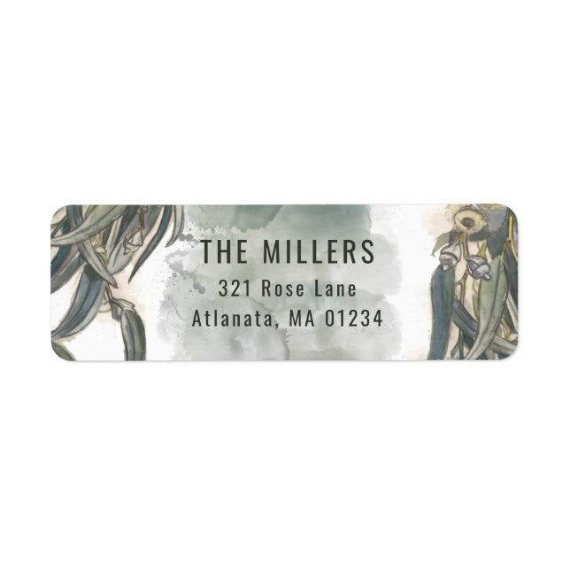 Étiquette Aquarelle Eucalyptus Verdure Feuille (Devant)