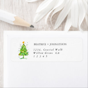 Étiquette Aquarelle Festive de Noël