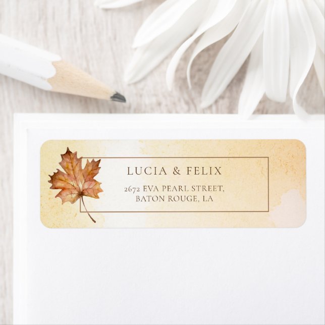Étiquette Aquarelle Feuille d'érable d'automne Adresse de re (En situation)