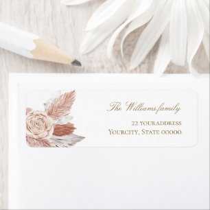 Étiquette aquarelle fleurs boho pampas herbe