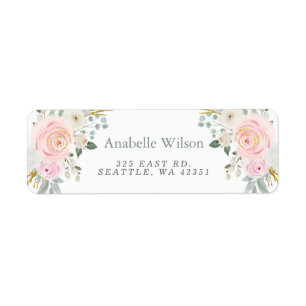 Étiquette Aquarelle Fleurs Sage Rose Floral