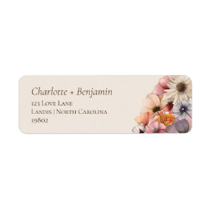 Étiquette Aquarelle Floral Beige Baby shower Retour Adresse
