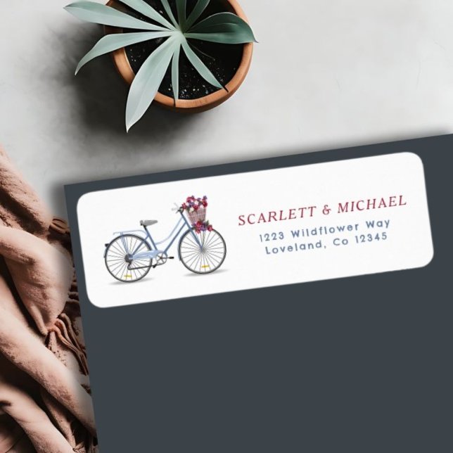 Étiquette Aquarelle Floral Bike Nous avons Déplacé Adresse d (Créateur téléchargé)