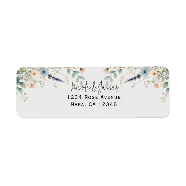 Étiquette Aquarelle Floral Fleur sauvage Printemps mariage (Devant)
