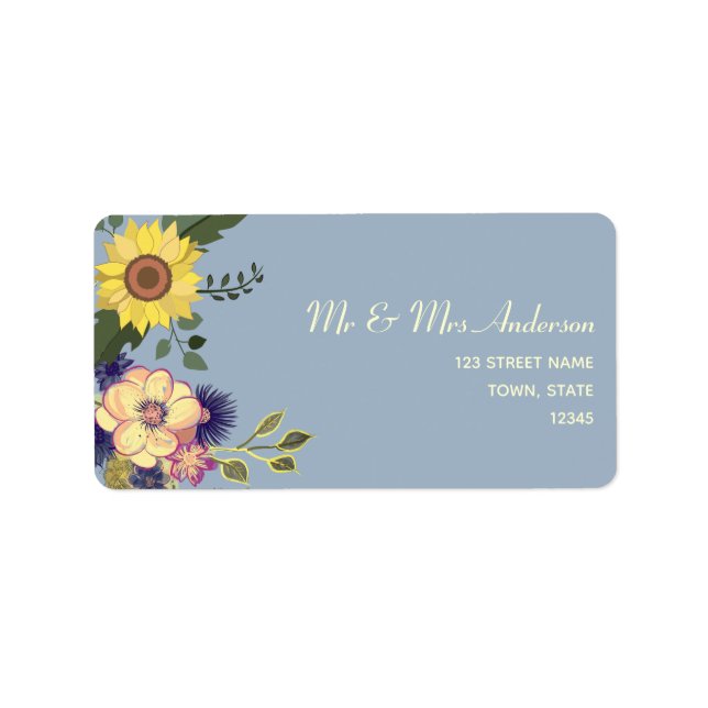 Étiquette Aquarelle Floral Mariage Adresse de retour (Devant)