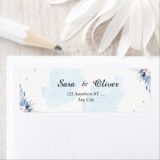 Étiquette Aquarelle florale bleue élégante