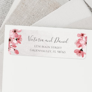 Étiquette Aquarelle Florale Cerise Blossom Adresse de retour