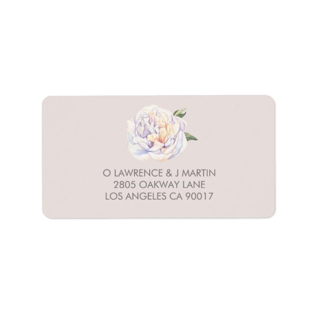 Étiquette Aquarelle florale de pivoine Mauve (Devant)