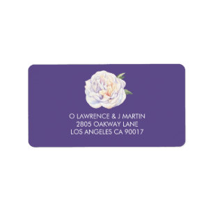 Étiquette Aquarelle florale de pivoine violet pourpre