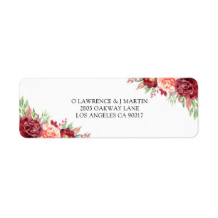 Étiquette Aquarelle florale du Rose de pêche de Bourgogne