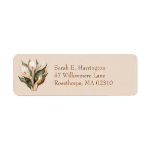 Étiquette Aquarelle Florale Paix Lily Adresse de retour pers